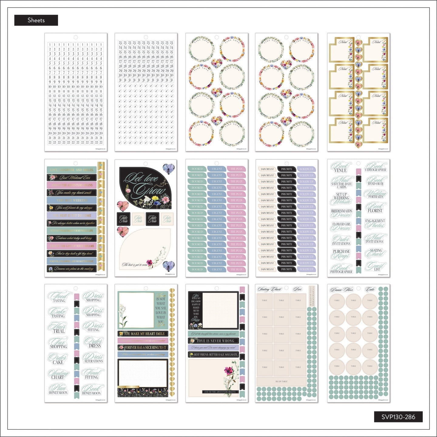 Happy Planner Sticker Value Pack 30/Sheets-Blooming Elegance