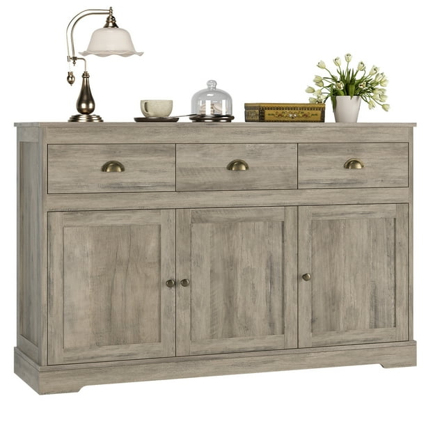 Homfa Sideboard Storage with 3 Drawers & 3 Doors, 53.54'' Wide