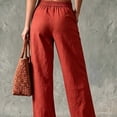 thumbnail image 4 of JUUNthy Womens Wide Leg Pants, Front Patch Pocket Button Closure High Waist Summer Pants for Daily Holiday Travel Wear Red S, 4 of 4