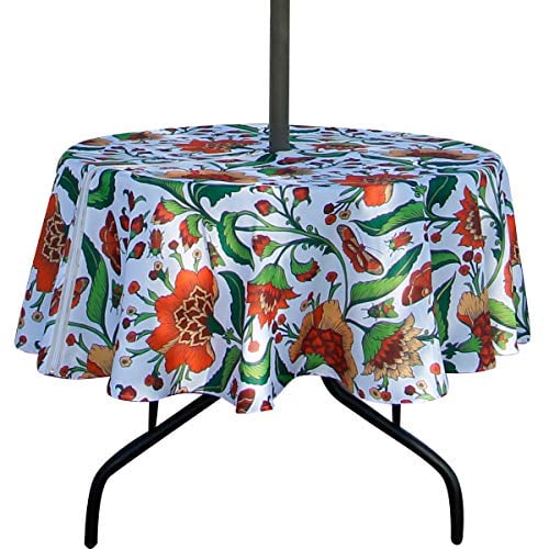 Indoor 60inch Round Tablecloth, Patio Tablecloths With Umbrella Hole