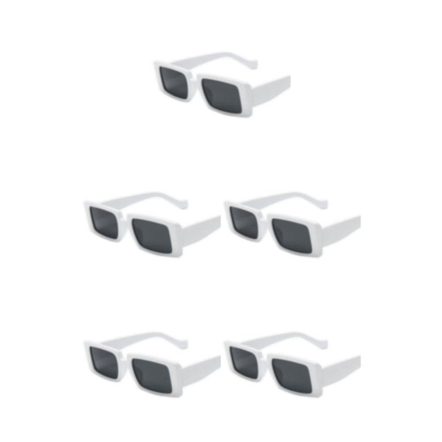 kurtrusly Rectangular Lightweight Frame Protection For Fashionable Look PC Materials Eyeglasses Solid white frame 5Set