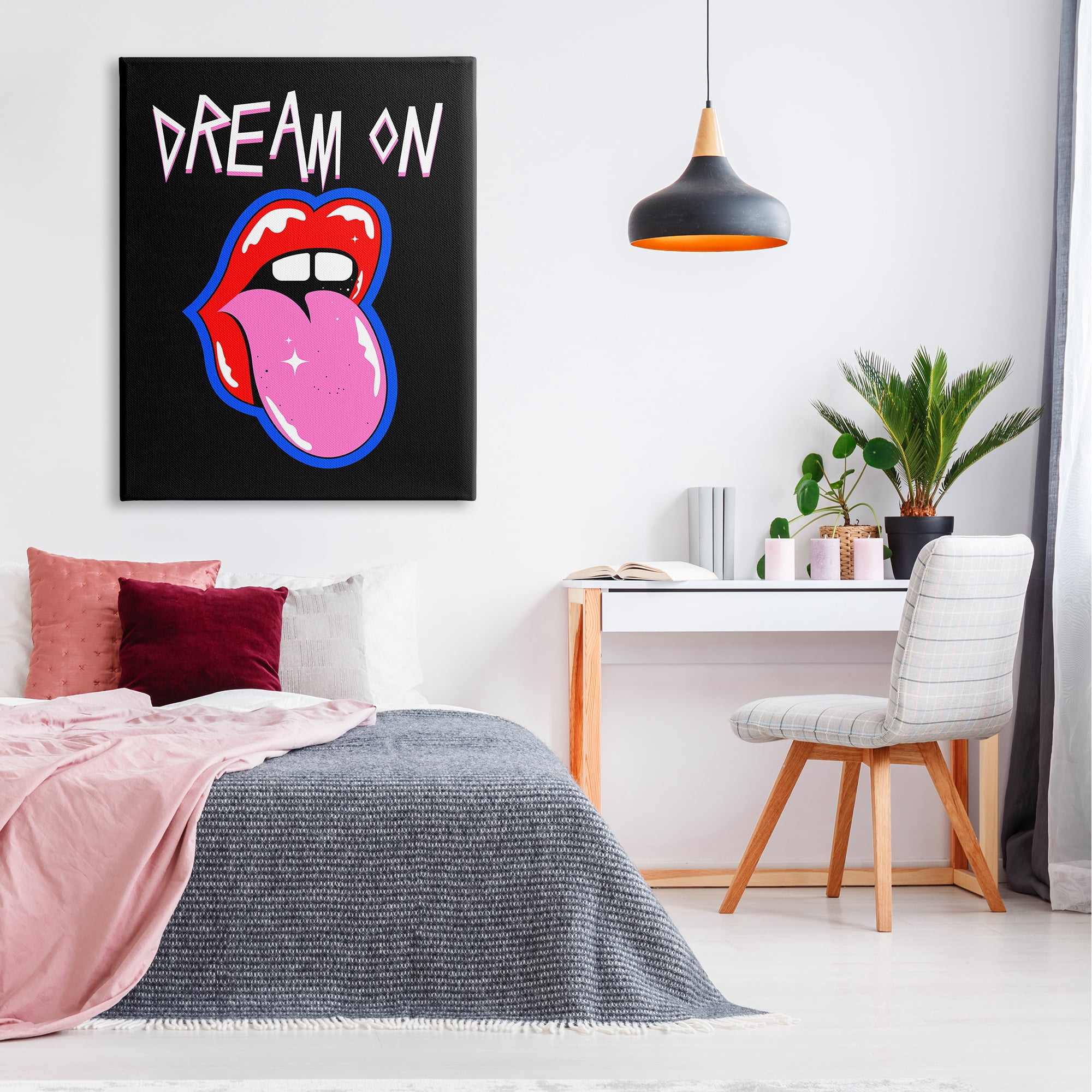 Stupell Industries Dream On with Music Symbol Abstract Painting Gallery Wrapped Canvas Art Print Wall Art, 36 x 48