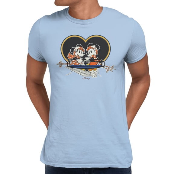 Disney Mickey Mouse Winter Holiday Retro Men's T Shirt (Light Blue, S-XXXL)