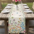 thumbnail image 4 of Colorful Floral Table Runner - 36 Inch Long Farmhouse Vintage Dragonfly Butterfly Flower Cotton and Linen Blended Dress Scarves Farmhouse Table Runner for Kitchen Dining, Coffee Table, 13" x 36", 4 of 8