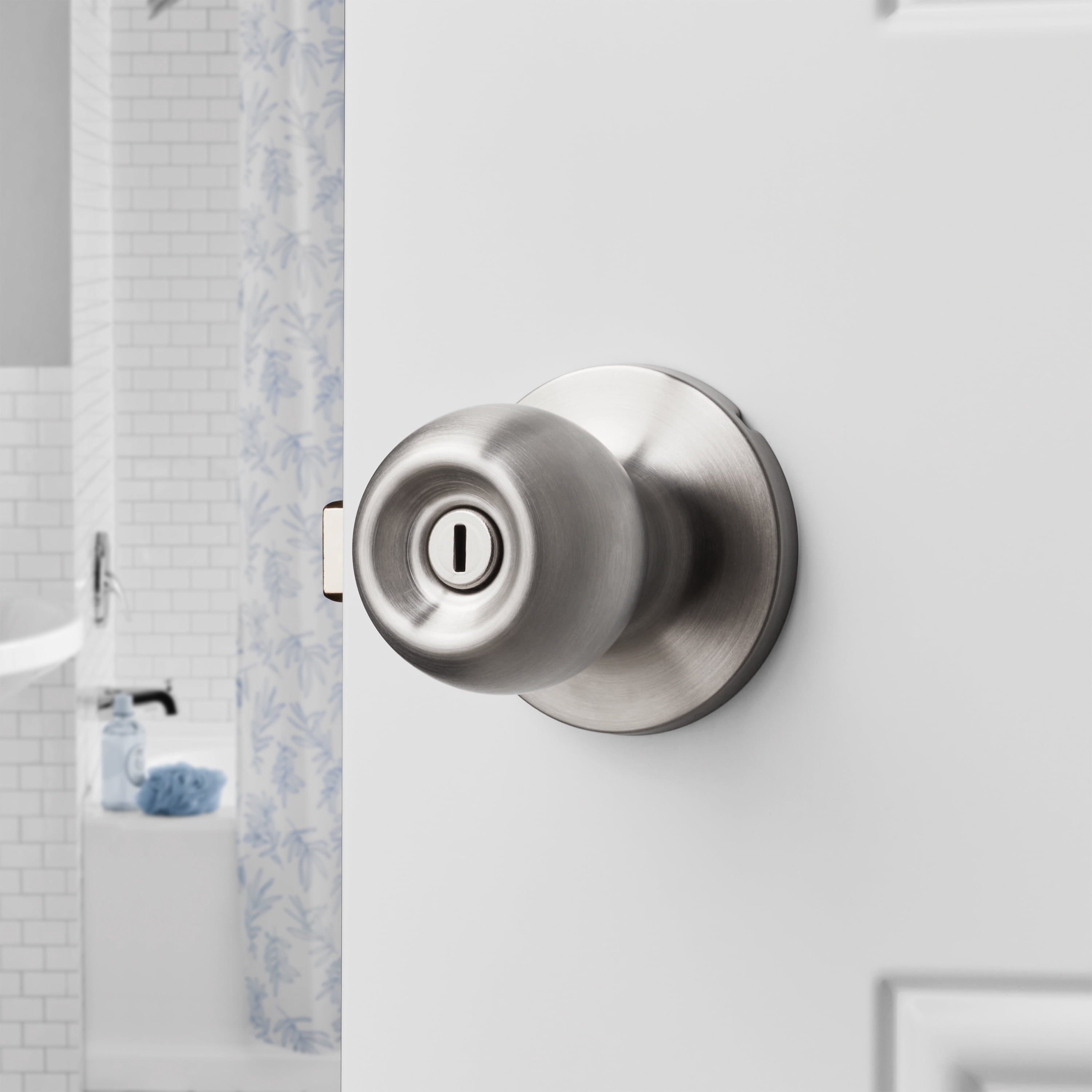 (4 pack) Hyper Tough Interior Locking Ball Privacy Bed and Bath Doorknob Stainless Steel Finish