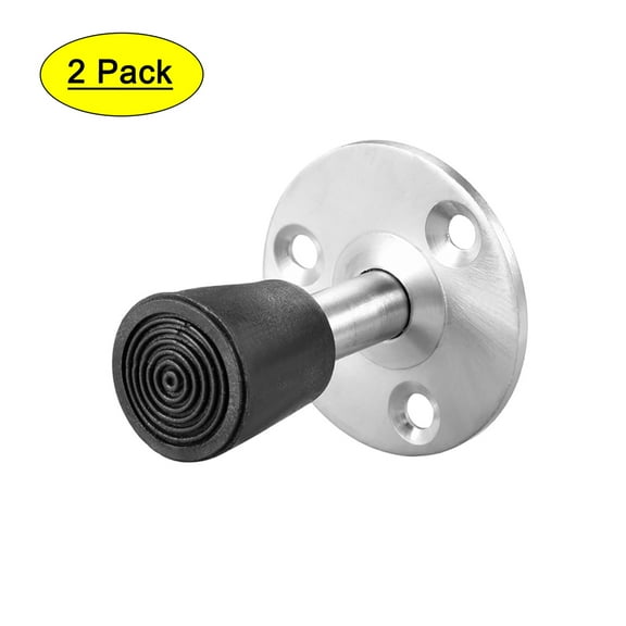 Uxcell Door Stopper Stop Bumper Wall Protector with Rubber Tip 50mm Long Stainless Steel Brushed Silver 2pcs