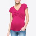 thumbnail image 4 of Ohufall Women's Maternity T Shirts Fashion Casual Criss Cross V-Neck Nursing Tops Summer Solid Color Short Sleeve Pregnancy Blouses for Breastfeeding, 4 of 9