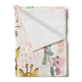 thumbnail image 2 of Giraffe Soft Flannel Fleece Throw Blanket, Cartoon Mom and Animal Surrounded by Floral Ornaments Heart Shapes Flowers, Cozy Plush for Indoor and Outdoor Use, 50" x 60", Multicolor, by Ambesonne, 2 of 5