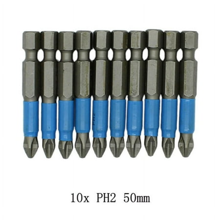 

10pcs 50mm Non Slip Screwdriver Bit Magnetic Single Head PH1/PH2/PH3/PZ1/PZ2/PZ3