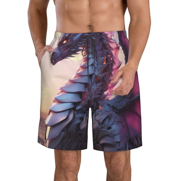 Fotbe Dragon Trajes de Baño Estampados para Hombre, Shorts de Verano de Secado Rápido, Ropa de Playa, Bañadores-Small