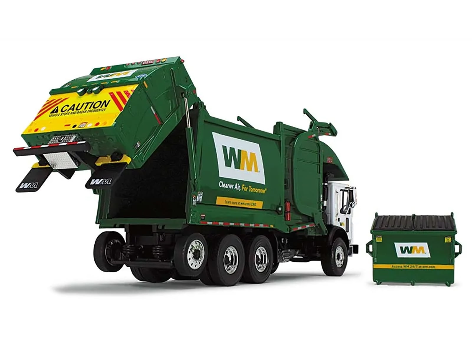 Mack TerraPro Refuse Garbage Truck w/Front End Loader and CNG Tailgate White and Green w/Bin 1/34 Diecast Model by First Gear