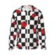 thumbnail image 1 of Fotbe Ladybugs Of Black And White Checkers Chaqueta con Protección Solar UPF 50+ para Hombre y Mujer, Camisa con Capucha y Bolsillos-Medium, 1 of 7
