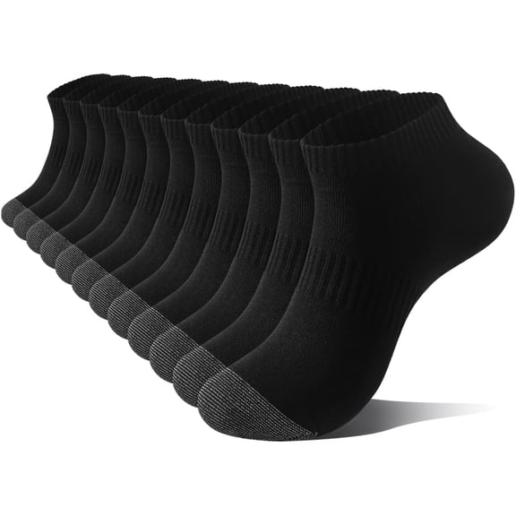 LWFBDTK Women Ankle Running Socks, 6-Pairs, Low Cut Cushioned Socks with Arch Support, Moisture Wicking, Size M (6.5-8.5), Black