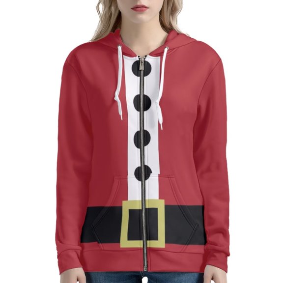 Renewold Christmas Elf Zipper Hoodie & Sweatshirt for Women Stretchy Jacket Casual Workout Gear Stylish Yoga Cricket Tracksuit Long-Sleeve Sport Outfits Size XS