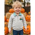 thumbnail image 4 of RUINIXCW Toddler Baby Boy Girl Halloween Sweatshirt Outfit Infant Fall Winter Clothes Embroidery Plaid Lapel Half Zipper Long Sleeve Pullover Tops, 4 of 9