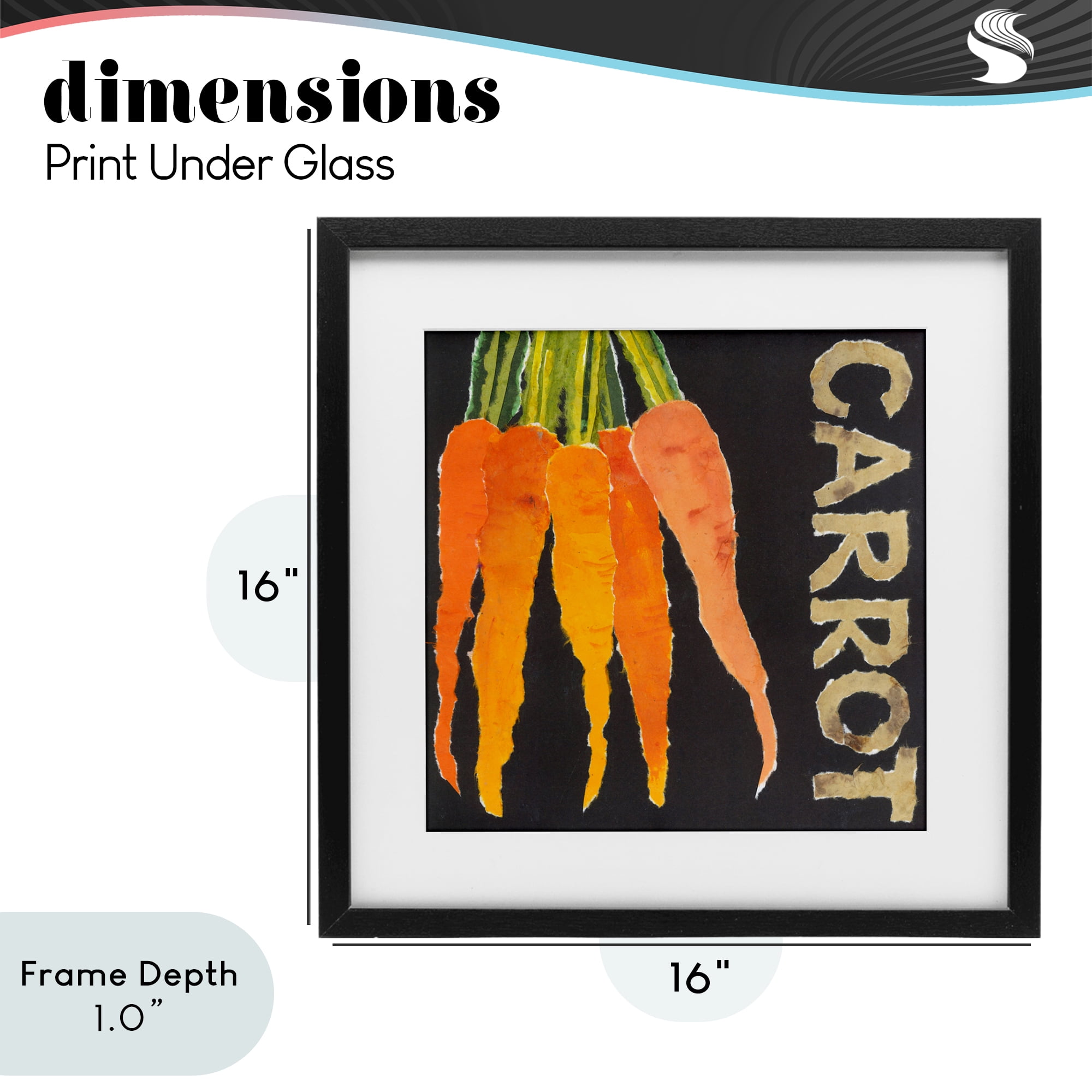 Stupell Industries Carrot Root Vegetable Black Framed Print Under Glass, design by Nancy Overton