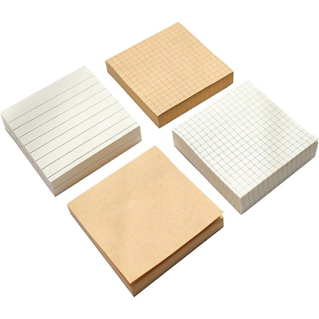 4pcs Notes,Memo Note Pad for Notes, White and Brown Checkered Post-it Notes, 80 Sheets per Copy