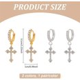 thumbnail image 2 of 2 Pairs Sliver Gold Plated Drop Dangle Cross Hoop Earrings for Women Crystal Trendy CZ Huggie Hoops Dangling Rhinestone Cross Earrings Opal Cross Earrings Leverback Jewelry Gifts DIY, 2 of 7