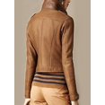 thumbnail image 2 of Women Casual Wear Brown Soft Leather Jacket Outfit - Ladies Fashion Stand-up Collar Leather Jacket SouthBeachLeather Large, 2 of 4