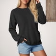 thumbnail image 3 of Towmus Casual Womens Sweatshirts Crewneck Long Sleeve Solid Tunic Tops Oversized Pullover Solid Sweatshirt for Women, 3 of 6