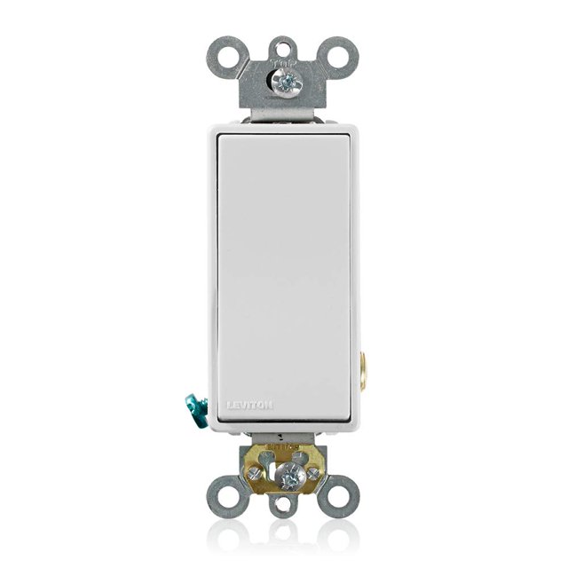 Leviton 5621-2W 20 Amp 120/277 Volt Decora Plus Interruptor Basculante Unipolar Ac Silencioso, Color Blanco