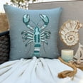 thumbnail image 2 of Throw Pillow Cover, Dull Blue 22"x22" (55x55 cm) Throw Pillow Covers, Linen Lobster, Embroidered Throw Pillows For Couch, Sea Creatures Pattern Beach Style Style - Lobster Cool, 2 of 10