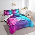 thumbnail image 3 of Manfei Teens Video Game 7-Piece Twin Bedding Sets,Console Game Lover Bedding Comforter Set,Gradient Pink Blue Sheet Sets For Kids,Microfiber Bedroom Decor Reversible, 3 of 8