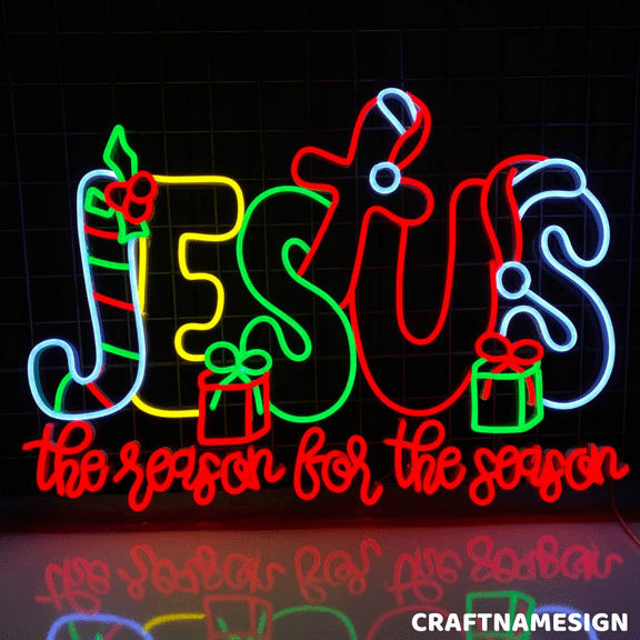 Craftnamesign Jesus The Reason For The Season Neon Light For Christmas Wall Decor