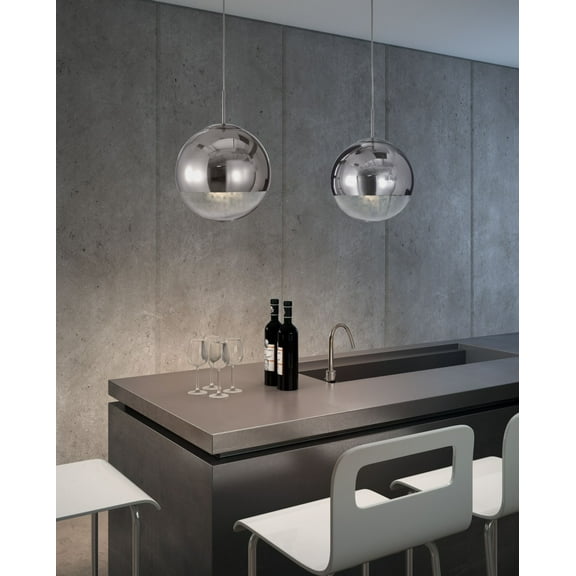 Chrome Half and Half Orb Ceiling Lamp