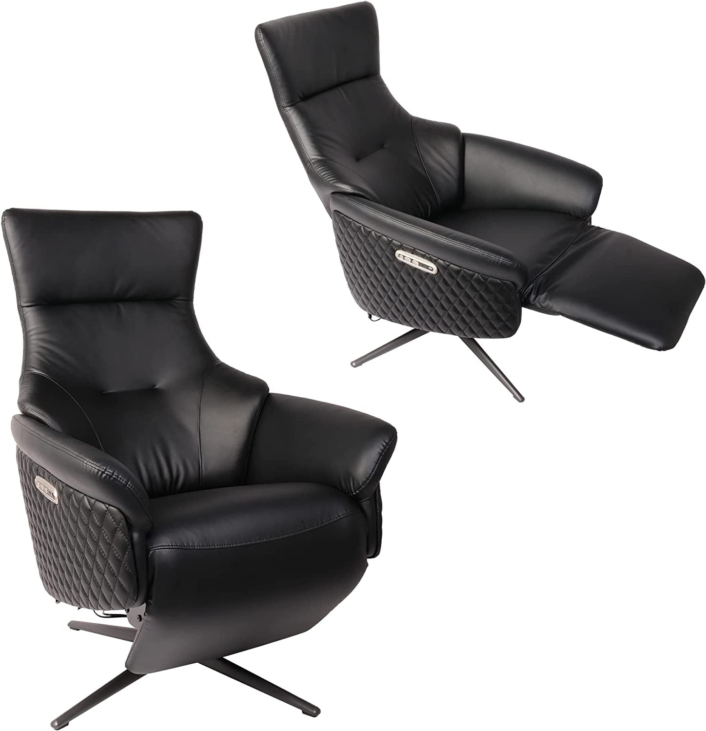 Power Recliner Chair Black Home Theater Seating Reclining for Adults