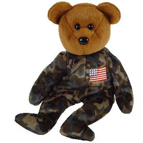 TY Beanie Baby - HERO the USO Military Bear (w/ US Reversed Flag on Arm)  (8.5 inch)