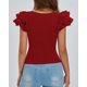 thumbnail image 2 of Blusa PRETTYGARDEN con Mangas de Volantes Rojo Óxido XL, 2 of 8