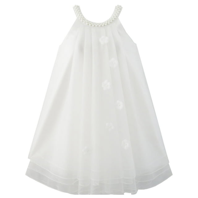 Robe Fille Fleur Robe Dos Nu Perle Fête Mariage Anniversaire 5 Ans
