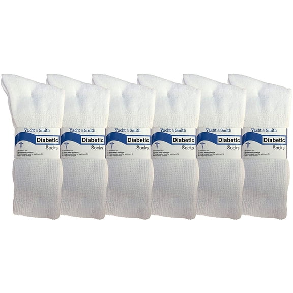 Yacht & Smith 6 Pairs Men’s Value Pack of Ring Spun Cotton Crew Diabetic Nephropathy Socks
