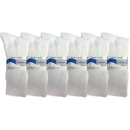 Yacht & Smith 6 Pairs Men’s Value Pack of Ring Spun Cotton Crew Diabetic Nephropathy Socks