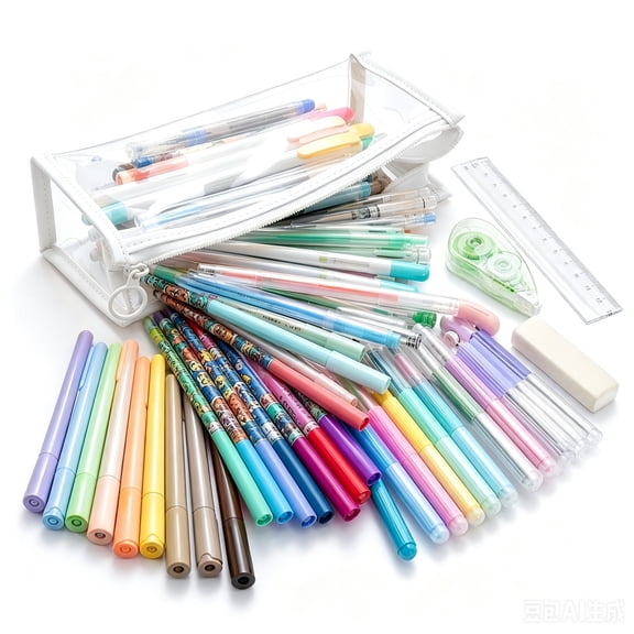UALSRZL Pencil Case, Large Capacity Pencil Pouch for Boys Girls, Clear Pencil Box Bag for Kids Elementary School Supplies, White