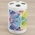 thumbnail image 1 of Geometry Ceramic Toothbrush Holder, Design of Egyptian Surrounding Partial Circular Arcs with Motley Effects, Decorative Versatile Countertop for Bathroom, 4.5" X 2.7", Multicolor, by Ambesonne, 1 of 4