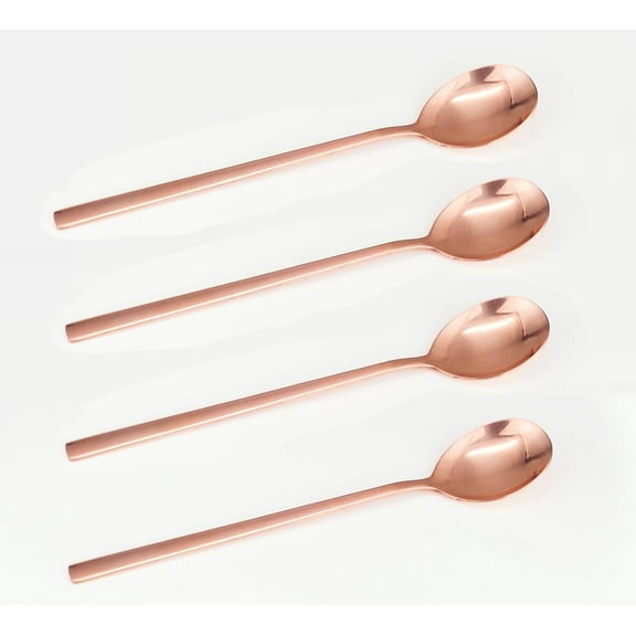 99.9% Pure Copper Spoon Blank Design, Set of 4, Copper Dinner Spoon, Soup Spoon, Copper Tableware (Length：8.5 inches, width：1.inches)