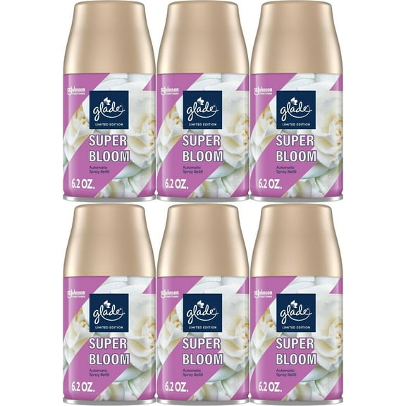 Glade Super Bloom Automatic Spray Refill Air Freshener For Home - Bathroom- 6 Pack