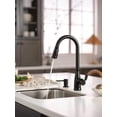 thumbnail image 5 of Moen 87071BL Nolia Matte Black Kitchen Faucet with Soap Dispenser, Pull Down Sprayer with Power Boost, Transitional High Arc Kitchen Faucet, One-Handle Easy Installation, 5 of 7