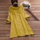 thumbnail image 1 of Puntoco, camiseta de manga larga con capucha de algodón y lino para primavera y otoño para mujer, abrigo de camisa de manga larga con botones de Color sólido, abrigo de longitud media con retroceso Puntoco Puntoco-4606, 1 of 8