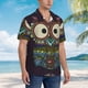thumbnail image 3 of Balery Boho Owl Camisas hawaianas de manga corta para hombre, camisas playeras de corte holgado, camisas de vacaciones con botones,Medium, 3 of 7