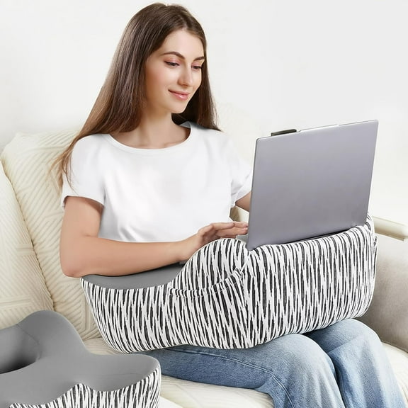 Reading Pillow for Lap, Lap Desk Pillow for Laptop, Memory Foam Bed Rest Pillow for Reading, Arm Rest Pillow for Adult Gaming, Crocheting, Working or Siting in Bed Couch Floor Sofa (Dark Grey)