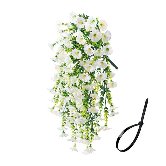 Djiypn Fake Hanging Flower, 1PC Artificial Rose Vine Plants Flowers Wedding Home Decoration and Wall Décor 29.5 Inch(White)