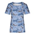 thumbnail image 4 of Camisetas informales de verano para mujer, cuello cuadrado, manga corta, túnica, blusas sueltas y cómodas OAVQHLG3B Store lin121212, 4 of 4