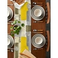thumbnail image 2 of Yellow Grey Color Block Table Runner-36 Inch Long Abstract Oil Painting Art Table Runners Linen Burlap Tablerunner for Kitchen Dining Room Holiday Party, 2 of 9