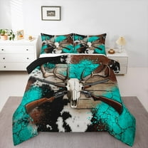 Castle Fairy Bull Skull 3-Piece Full Comforter Set, Hunting Western Bedding