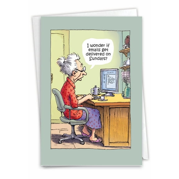 NobleWorks Funny Birthday Greeting Card with 5 x 7 Inch Envelope (1 Card) Bday Sunday Emails C10070BDG