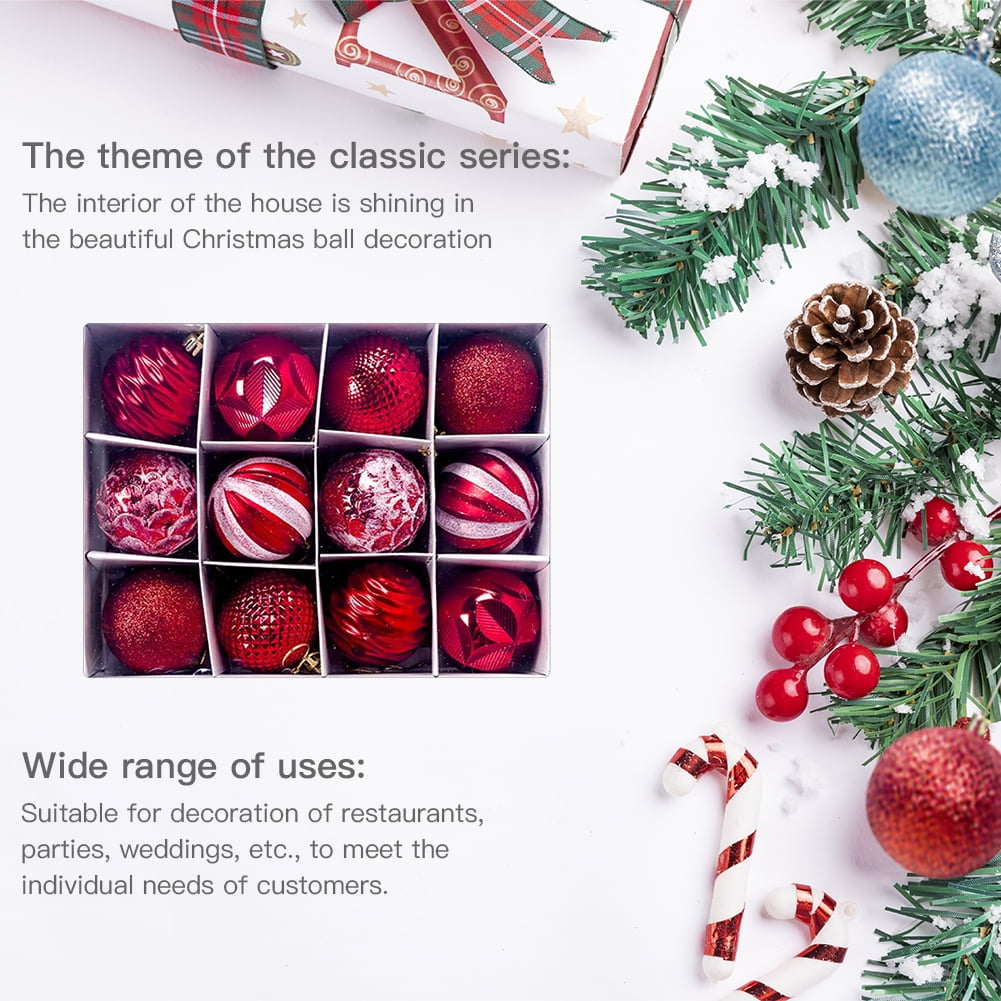 Private Jungle Christmas Tree Decoration Ornaments Pendants 12pcs Shatterproof Balls Large Hanging Ball for Xmas Hanging Decorations Festival Holiday Wedding Party Decor,Red
