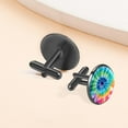thumbnail image 6 of Tie Dye Stylish Cufflink Set for Dress Shirts, Made of Stainless Steel, for Formal Events, 6 of 6